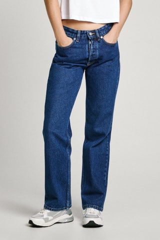 Jeans straight a vita alta - Blu scuro