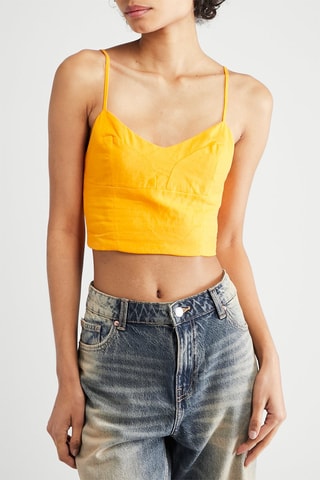 Crop top en lin - Jaune