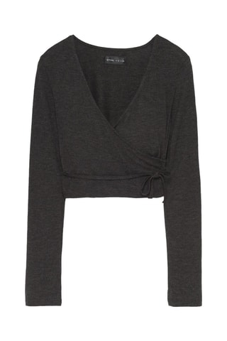 Crop top a portafoglio - Nero