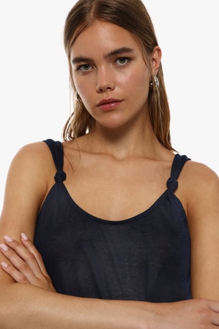 Top in lino - Blu notte