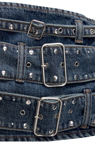 Crop top bustier en jean - Bleu foncé