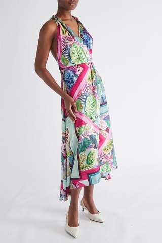 Robe portefeuille - Bleu et fuchsia