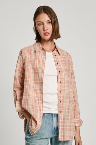 Chemisier Rita Check - Beige et rouge