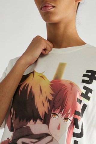 T-shirt Denji e Makima Chainsaw Man - Bianco