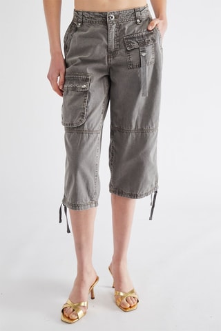 Bermuda cargo en jean - Gris