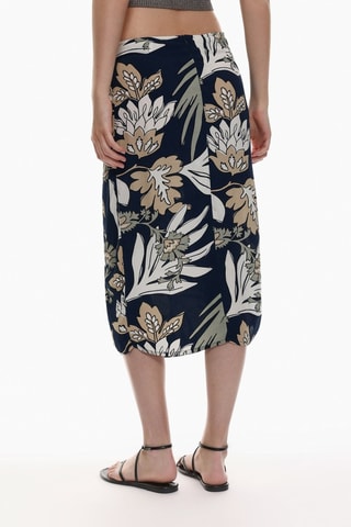 Jupe midi - Bleu marine et écru