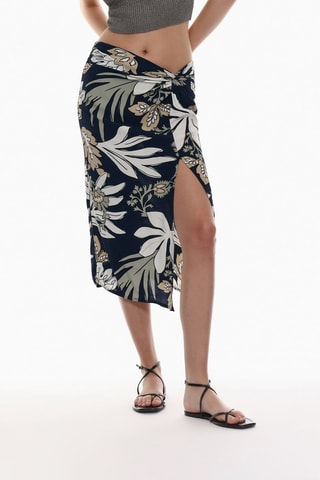 Jupe midi - Bleu marine et écru