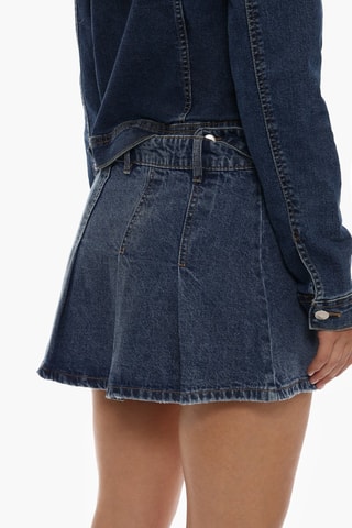 Jupe plissée en jean - Bleu