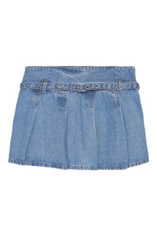 Jupe plissée en jean taille haute - Ciel