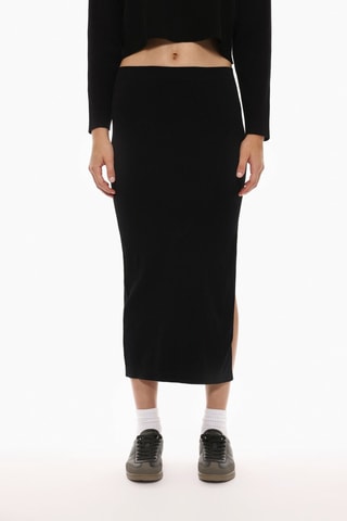 Jupe midi taille haute - Noir