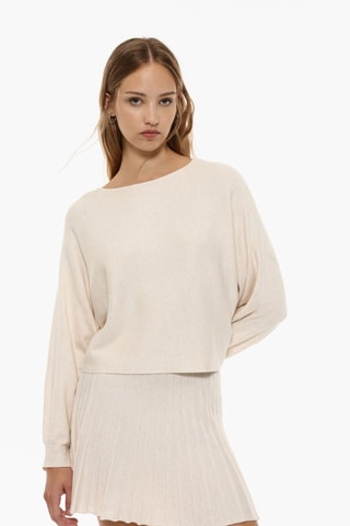 Jupe plissée taille haute - Ecru