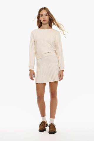 Jupe plissée taille haute - Ecru