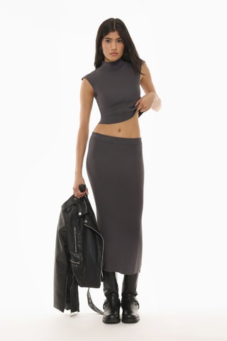 Jupe fourreau taille haute - Gris foncé