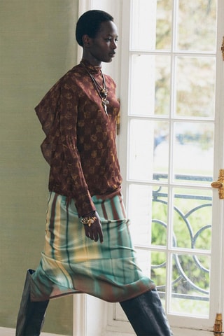 Jupe midi tie and dye - Marron et turquoise