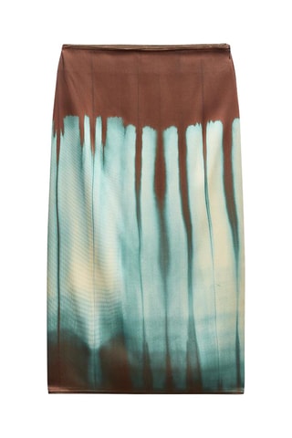 Jupe midi tie and dye - Marron et turquoise