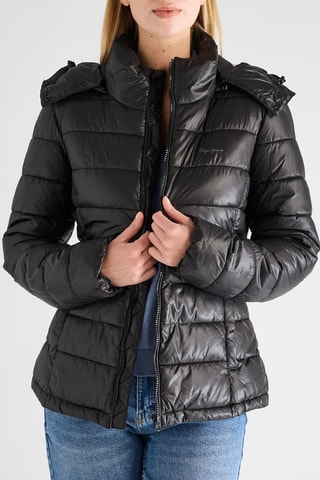 Piumino con cappuccio - Nero