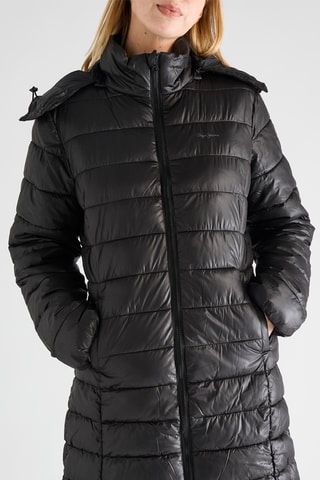 Piumino lungo con cappuccio - Nero