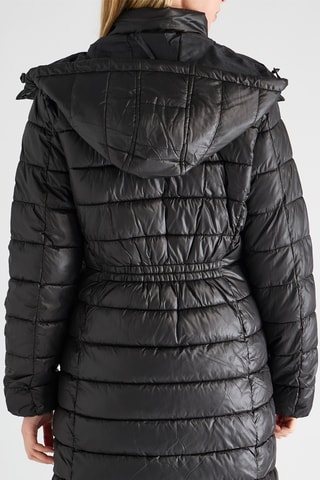 Piumino lungo con cappuccio - Nero