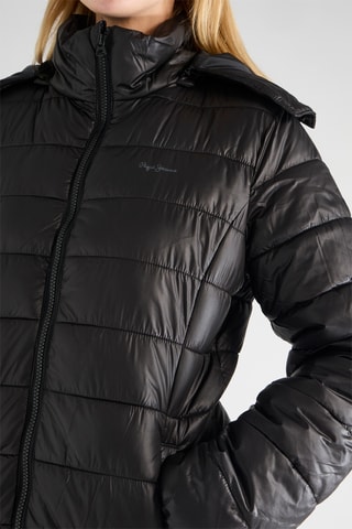 Piumino lungo con cappuccio - Nero