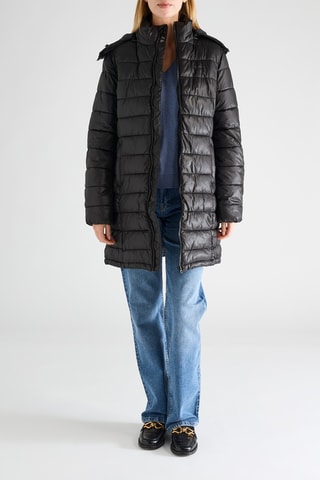 Piumino lungo con cappuccio - Nero