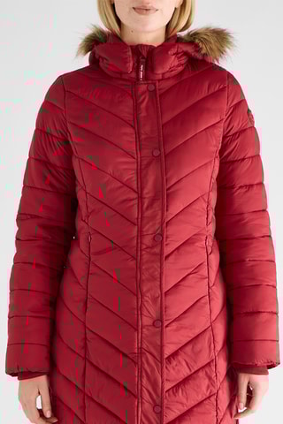 Piumino lungo con cappuccio - Rosso