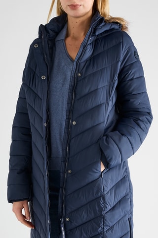 Piumino lungo con cappuccio - Navy