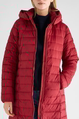 Piumino lungo con cappuccio - Rosso