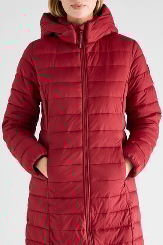 Piumino lungo con cappuccio - Rosso