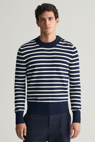 Biologisch Katoenen Trui Slim Fit - Marineblauw