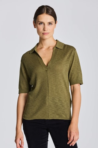 Zijde Trui Relaxed Fit - Olijfgroen