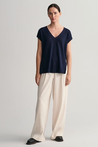 Zijde Trui Relaxed Fit - Marineblauw