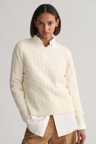 Pull regular en laine - Crème