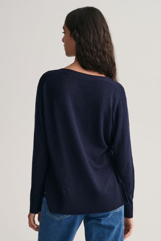 Linnen en Zijden Trui - Nachtblauw