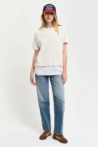 Mouwloze Lamswollen Trui - Ecru