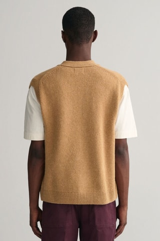 Mouwloos Wollen Vest Relaxed Fit - Beige