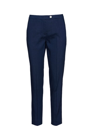 Linnen Broek Hoge Taille - Marineblauw