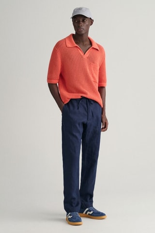 Linnen Chino Relaxed Fit - Marineblauw