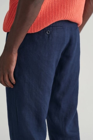 Linnen Chino Relaxed Fit - Marineblauw