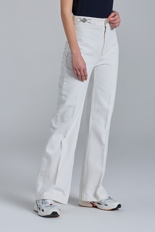 Biologisch Katoenen Jeans Hoge Taille - Ecru