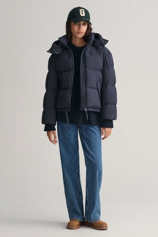 Doudoune relaxed à capuche - Bleu marine
