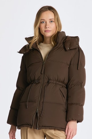 Gewatteerde Jas Relaxed Fit met Capuchon - Bruin