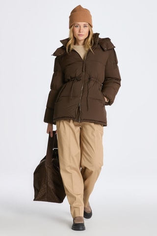 Gewatteerde Jas Relaxed Fit met Capuchon - Bruin