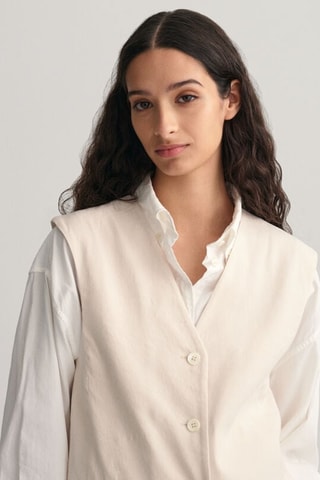 Mouwloos Linnen Vest Regular Fit - Beige