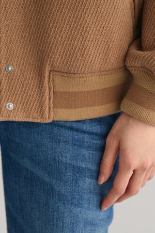 Wollen Baseball Jasje Relaxed Fit - Donkerbeige