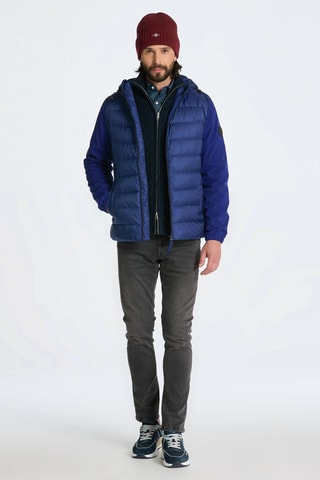 Gewatteerde Jas Regular Fit met Capuchon - Blauw