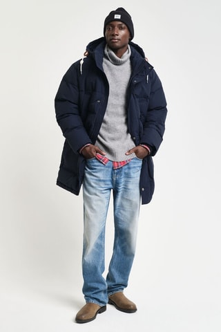 Gewatteerde Jas Regular Fit met Capuchon - Marineblauw