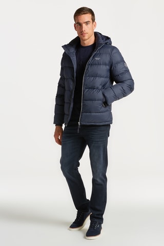 Gewatteerde Jas met Capuchon - Marineblauw