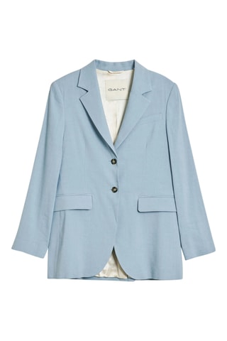 Linnen Colbert Regular Fit - Lichtblauw