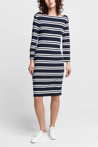 Rechte Jurk - Nachtblauw en Wit