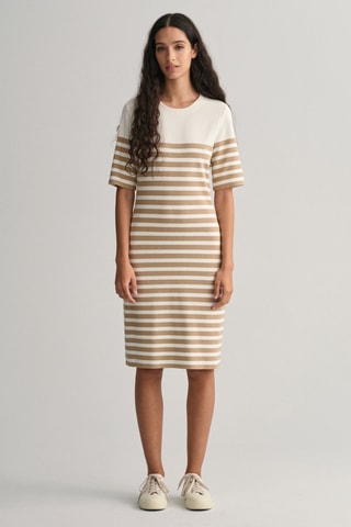 Jurk Relaxed Fit - Wit en Beige